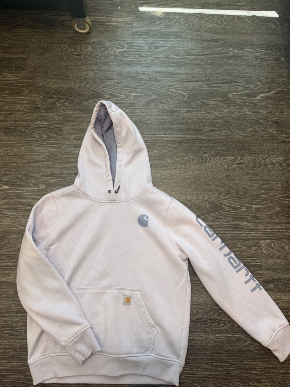 Carhartt Men's Hooded Sweatshirt in Pale Lavender with Gray Logos